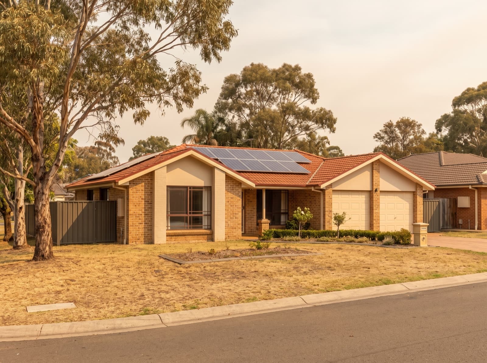 Brick-and-render suburban home with rooftop solar in Campbelltown, south-west Sydney