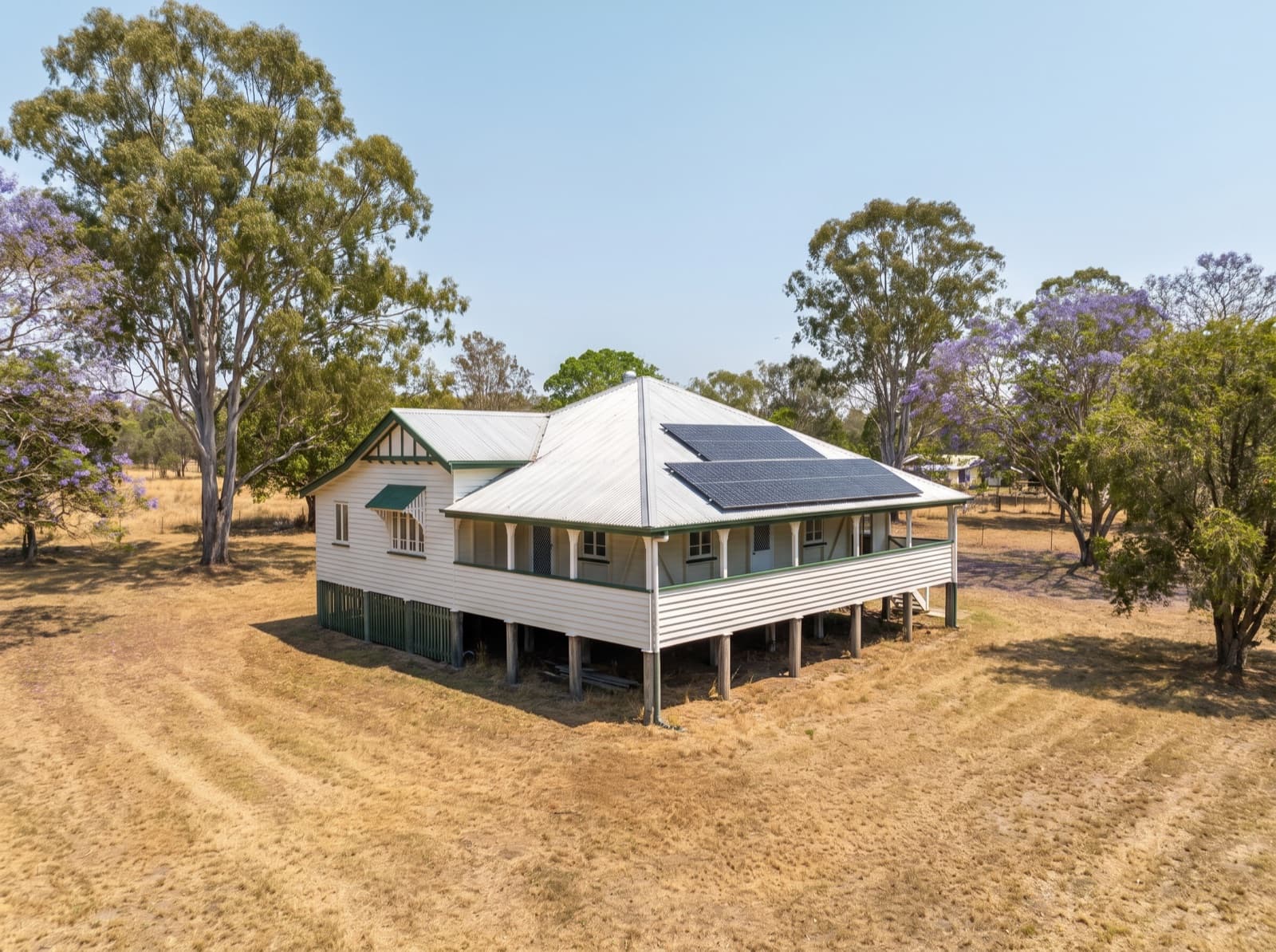 Classic Queenslander timber home with rooftop solar in Ipswich, inland south-east Queensland