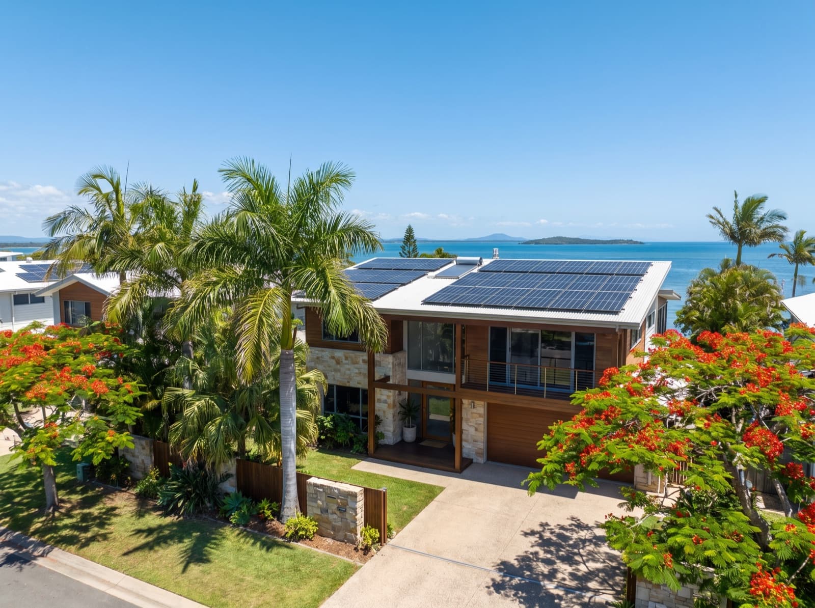 Coastal home with rooftop solar on the Redcliffe peninsula, Moreton Bay Queensland