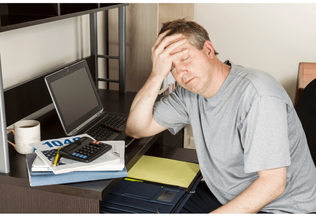 Man stressed researching solar